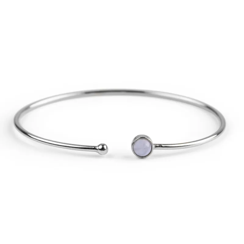 Simple Solo Cuff Bangle in Silver and Blue Lace Agate sold by Henryka
