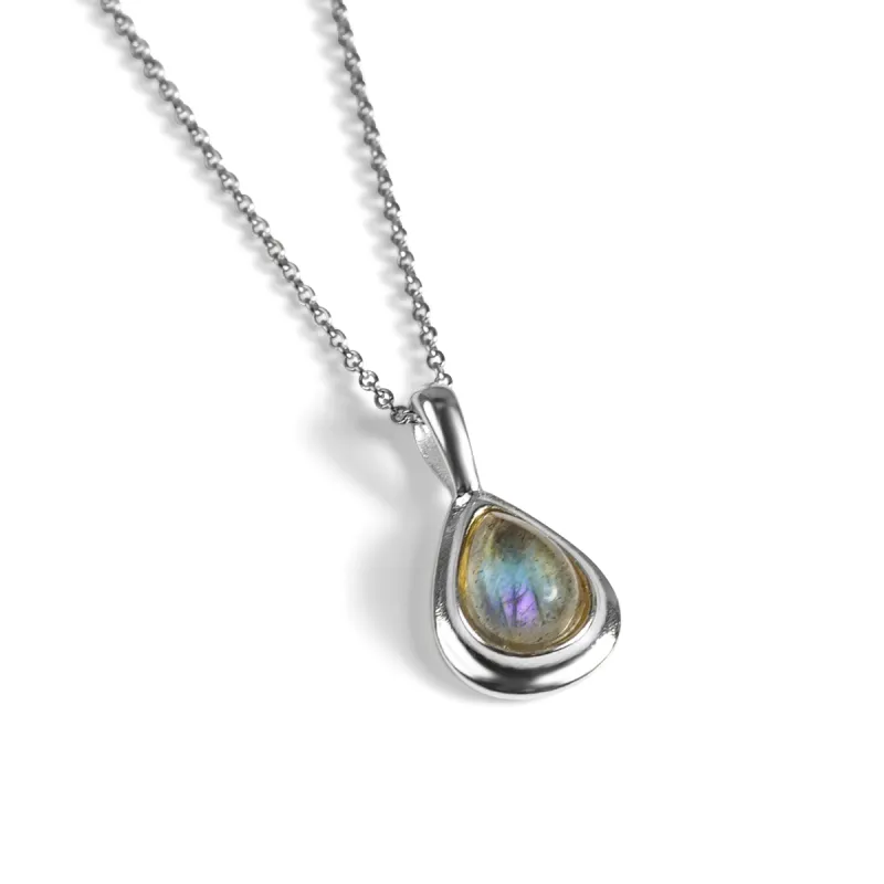 Classic Teardrop Necklace in Silver and Labradorite sold by Henryka