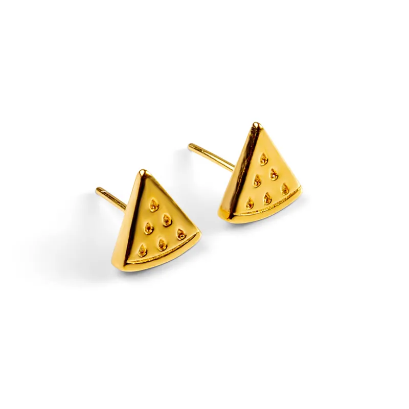 Watermelon Slice Stud Earrings in Silver with 24ct Gold sold by Henryka