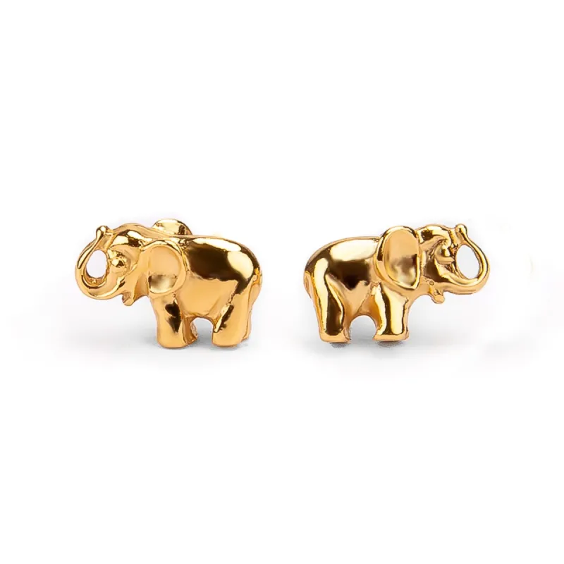 Miniature Elephant Stud Earrings in Silver with 24ct Gold sold by Henryka