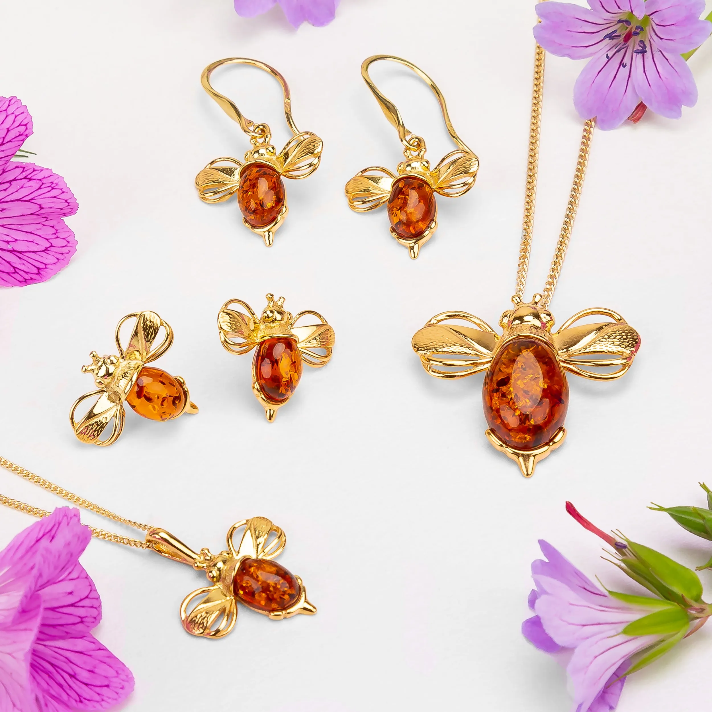 Miniature Bumble Bee Necklace in Silver with 24ct Gold & Amber sold by Henryka product image thumbnail 5
