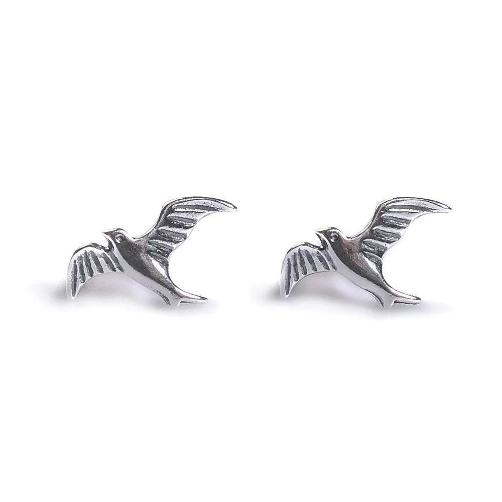 Bird in Flight Stud Earrings in Silver sold by Henryka