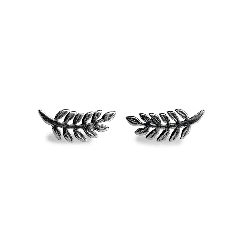 Royal Fern Leaf Stud Earrings in Silver sold by Henryka