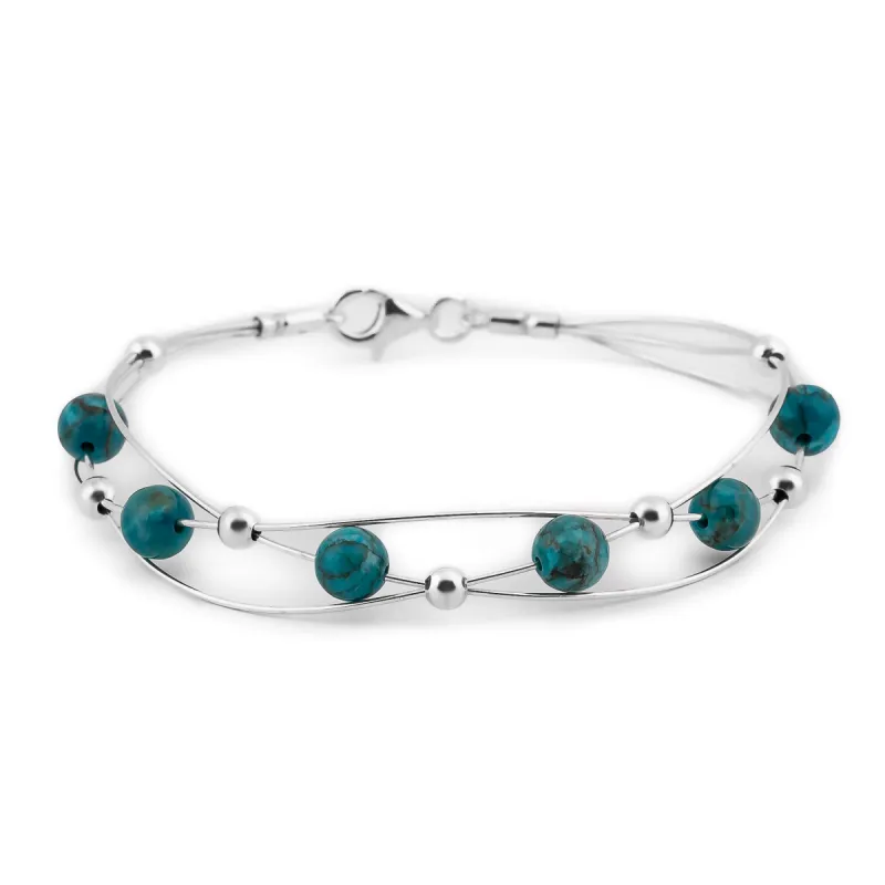 Weaved Bangle in Silver and Tibetan Turquoise sold by Henryka