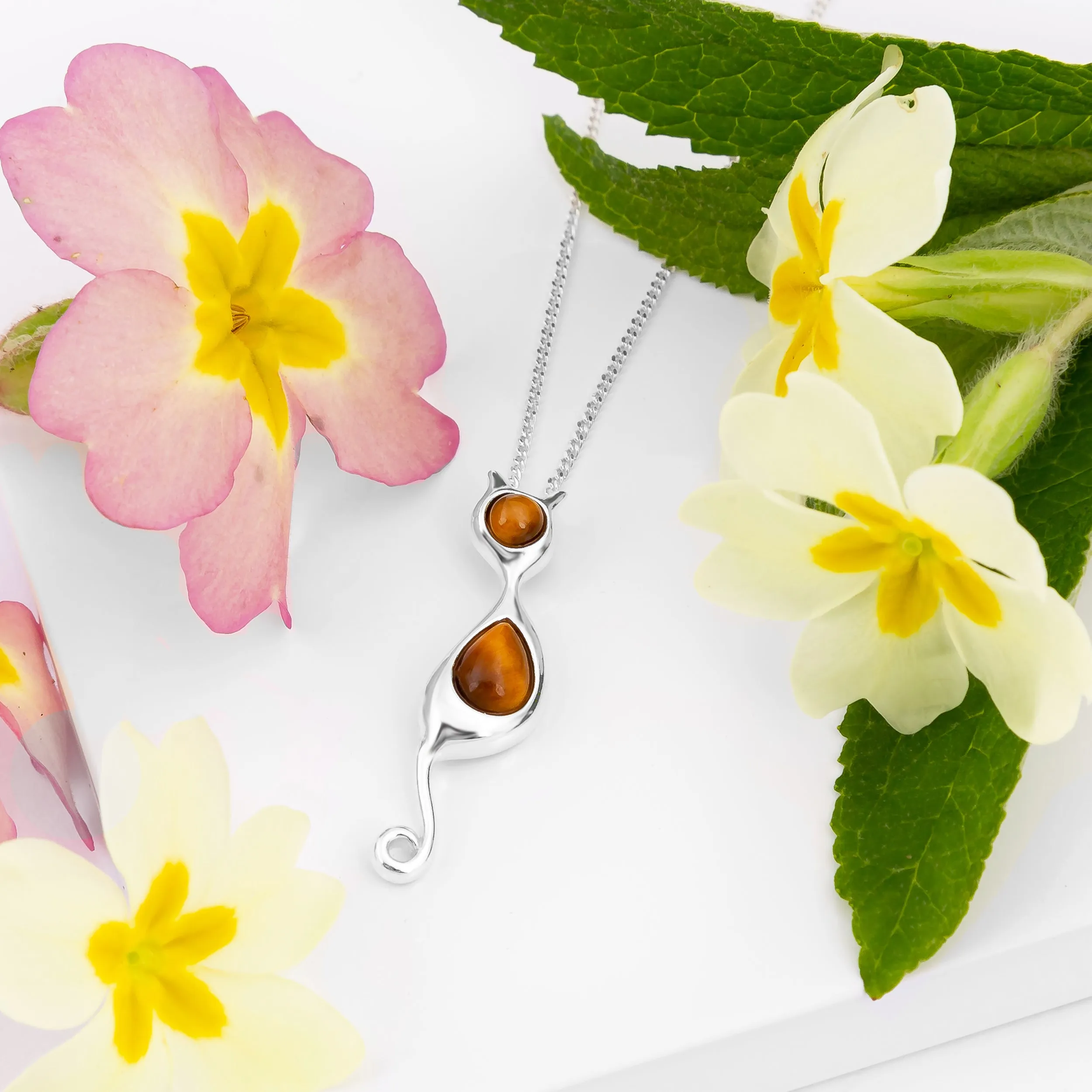 Cat Necklace in Silver and Tiger's Eye sold by Henryka product image thumbnail 5