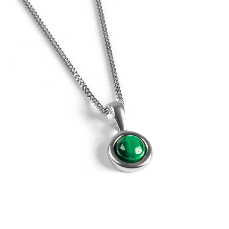 Round Charm Necklace in Silver and Malachite sold by Henryka