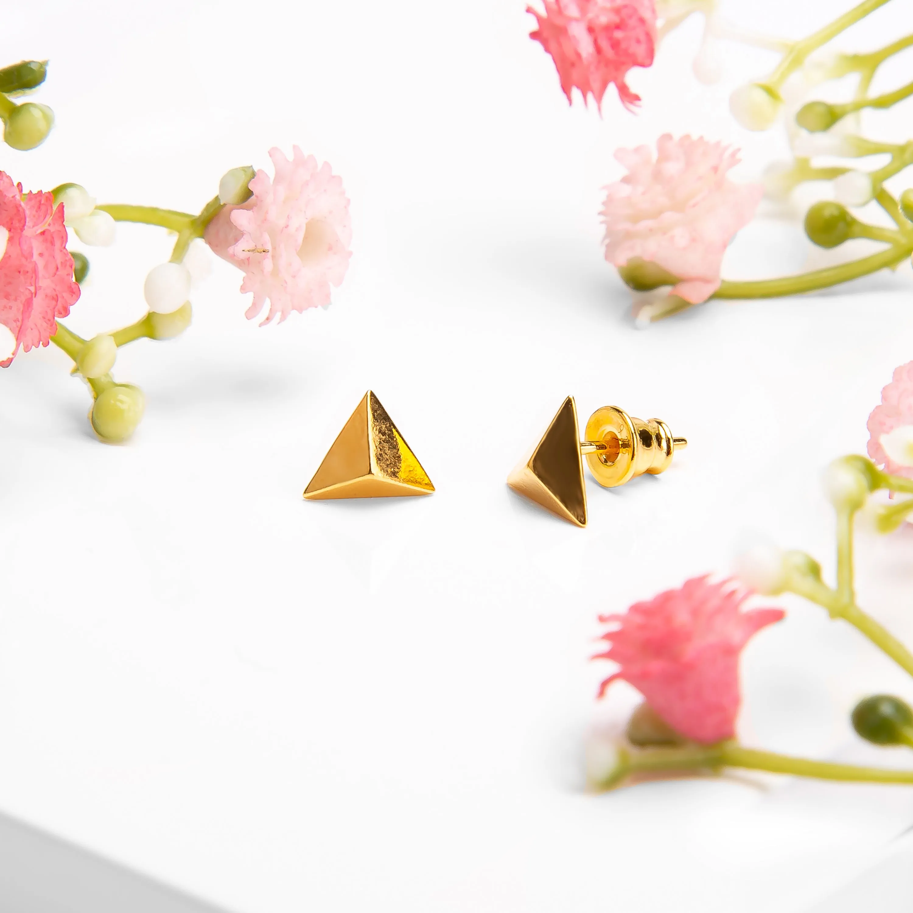 Geometric Triangle Stud Earrings in Silver with 24ct Gold sold by Henryka product image thumbnail 4