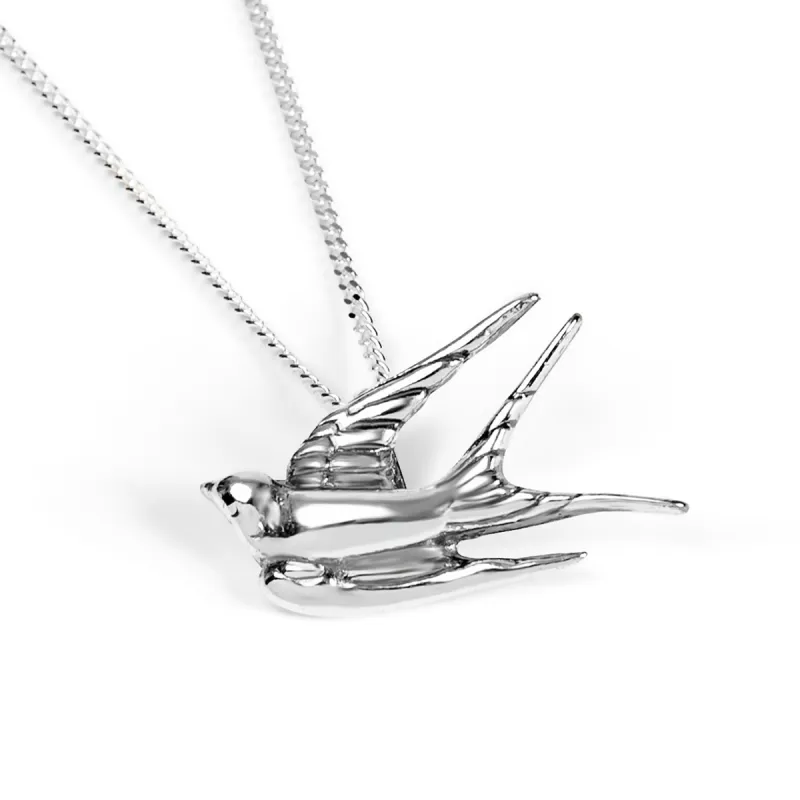 Miniature Swallow Necklace in Silver sold by Henryka