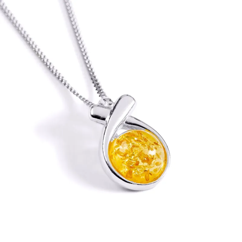 Sealed With A Kiss Necklace in Silver and Yellow Amber sold by Henryka