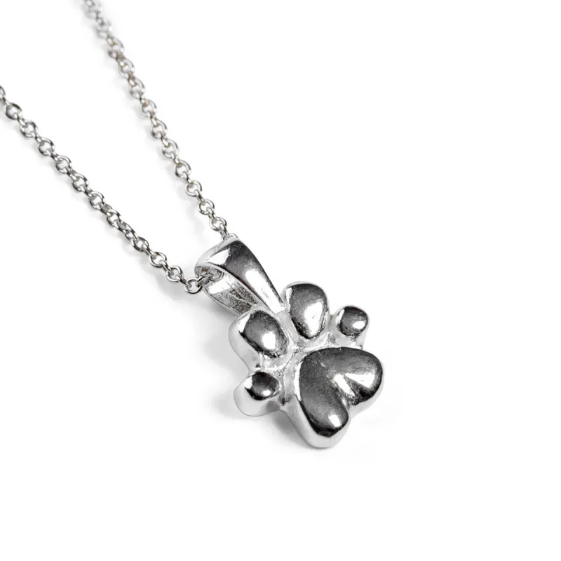 Miniature Paw Print Necklace in Silver sold by Henryka