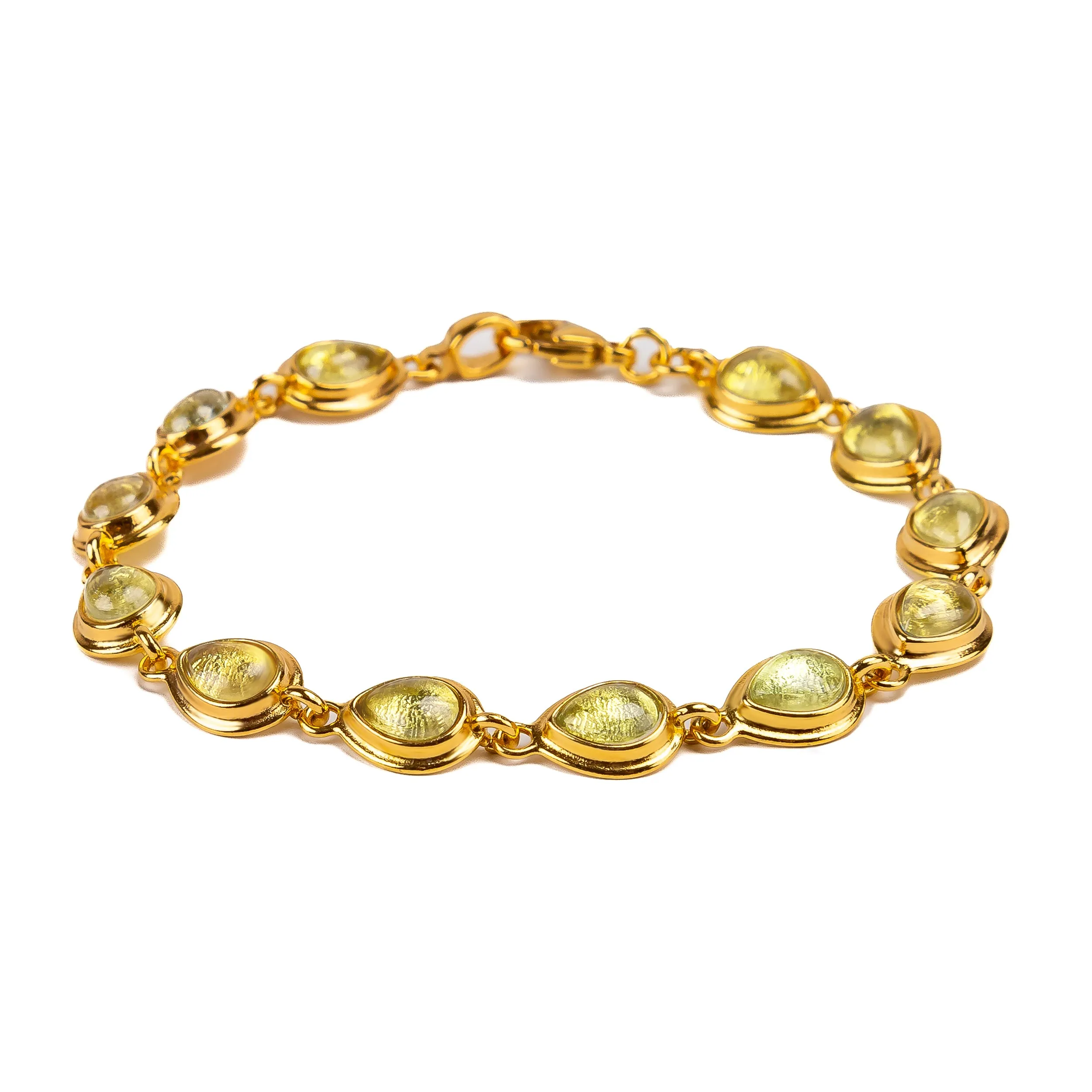 Classic Teardrop Link Bracelet in Silver with 24ct Gold & Light Blue Topaz sold by Henryka