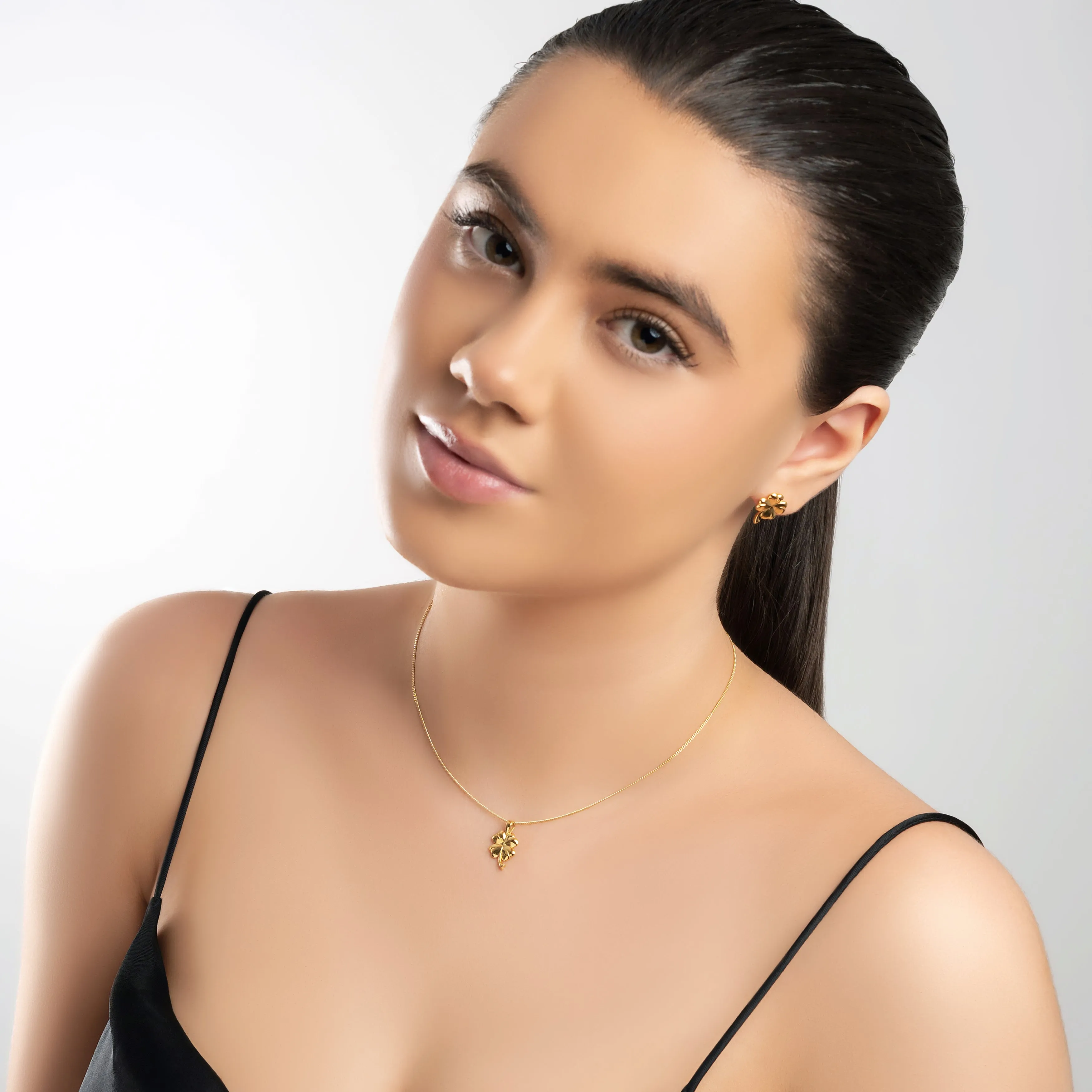 Lucky Four Leaf Clover Necklace in Silver with 24ct Gold sold by Henryka product image thumbnail 3