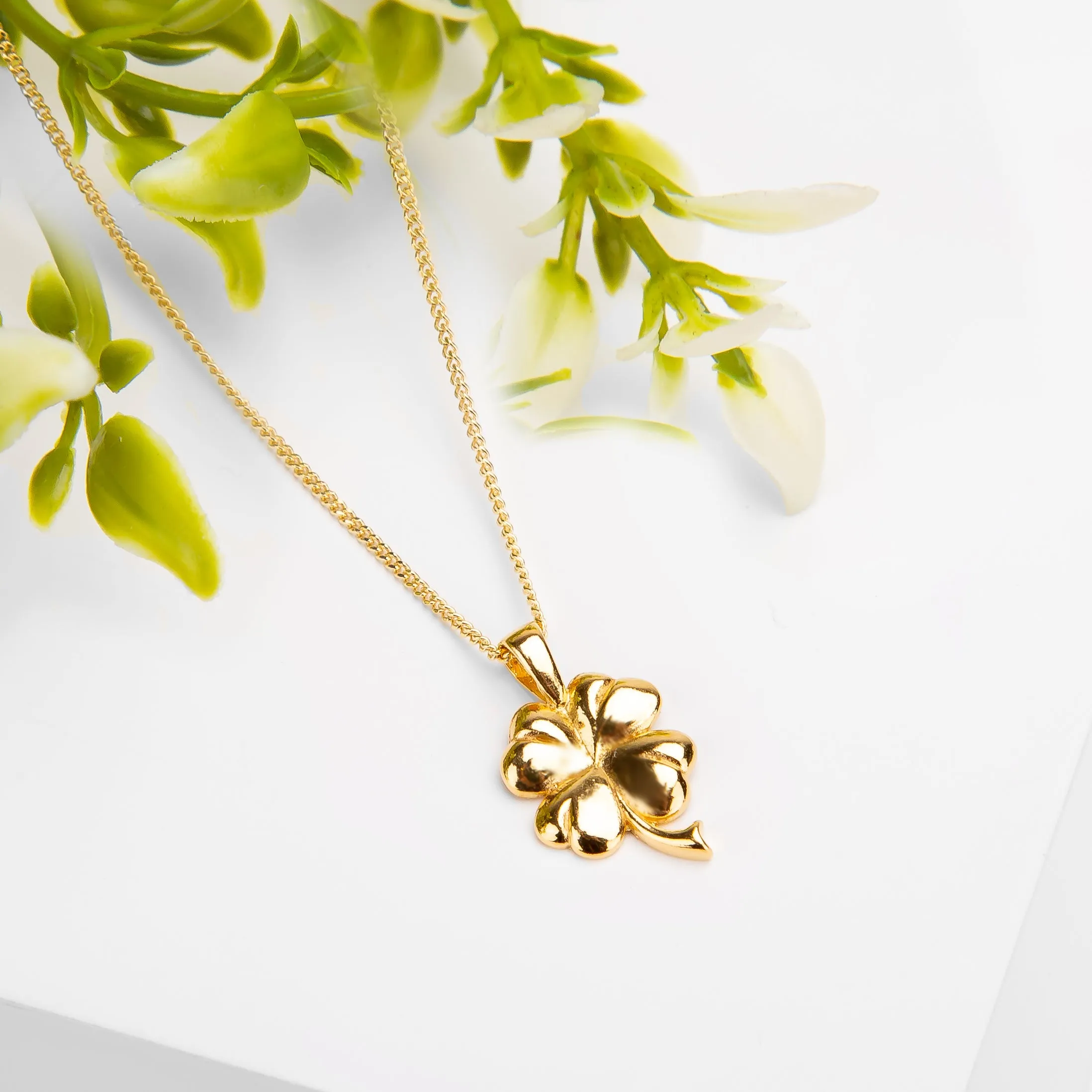 Lucky Four Leaf Clover Necklace in Silver with 24ct Gold sold by Henryka product image thumbnail 4