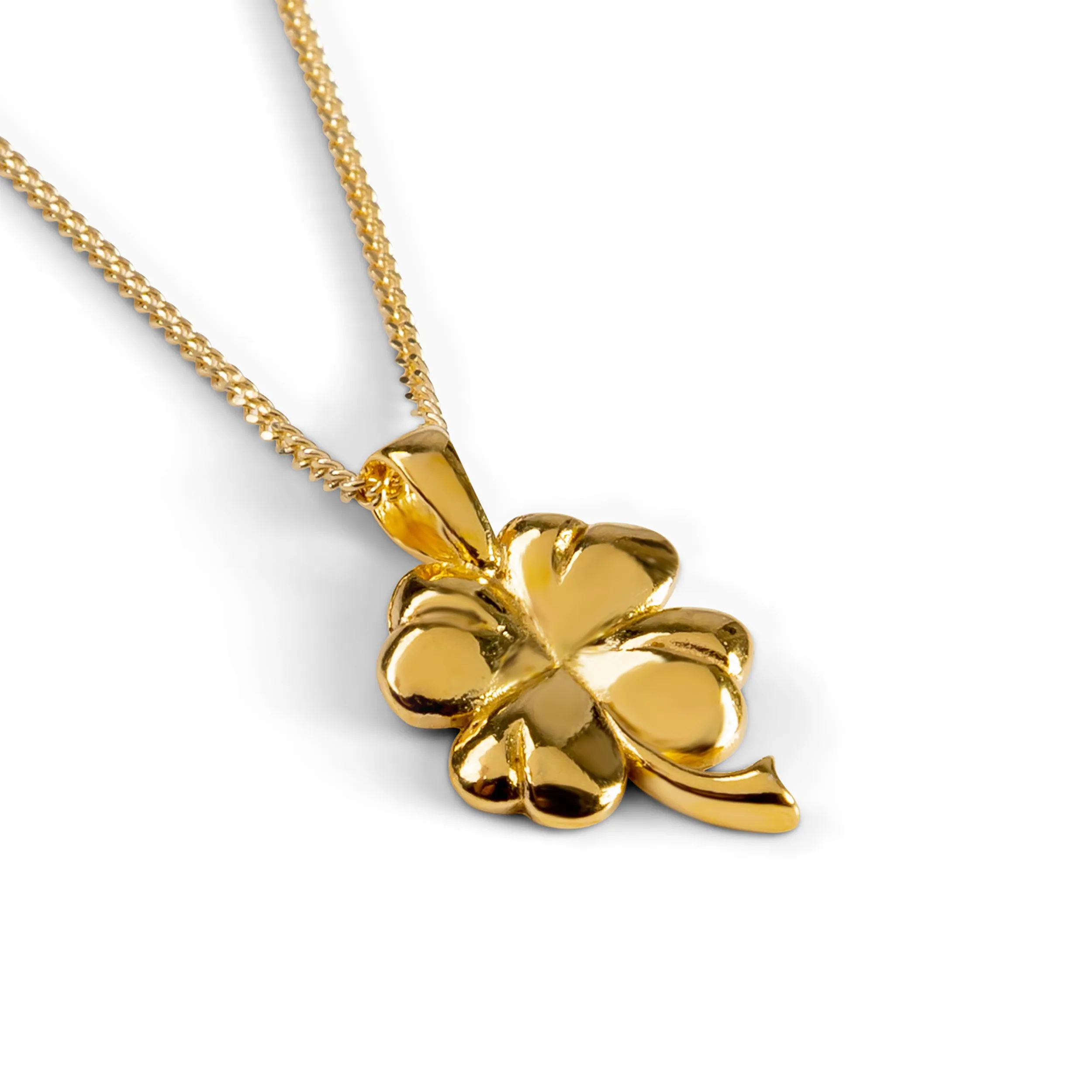 Lucky Four Leaf Clover Necklace in Silver with 24ct Gold sold by Henryka