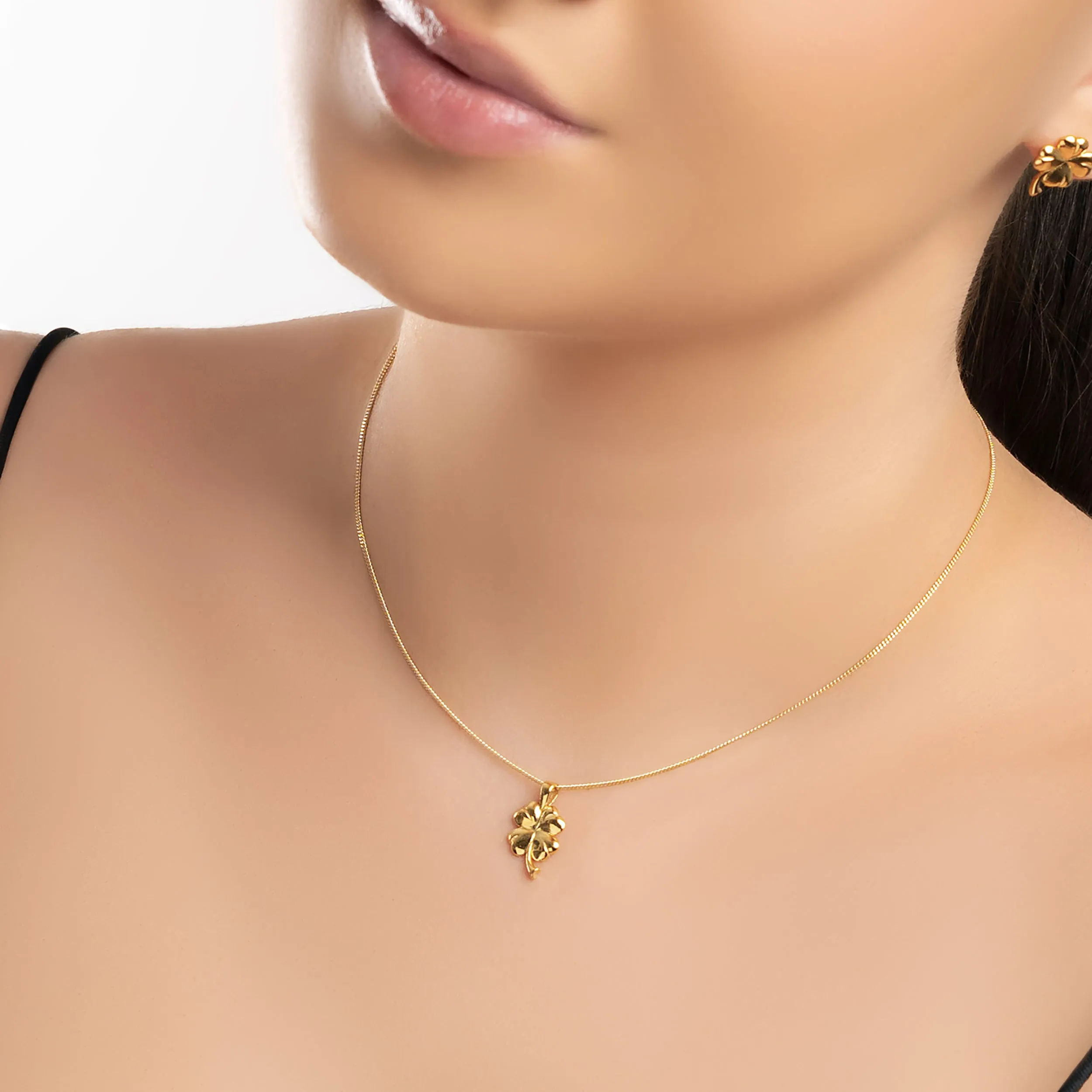 Lucky Four Leaf Clover Necklace in Silver with 24ct Gold sold by Henryka product image thumbnail 2