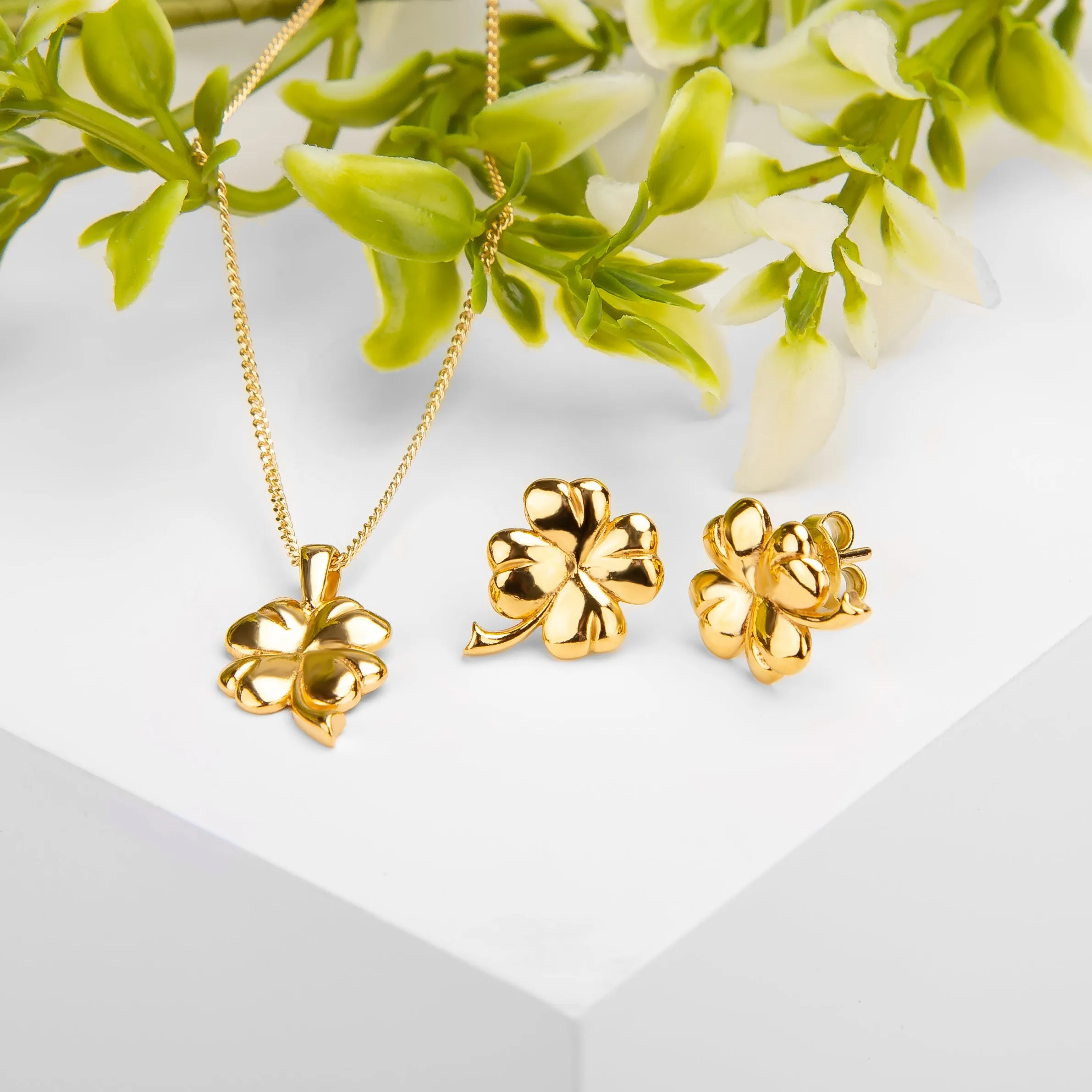 Lucky Four Leaf Clover Necklace in Silver with 24ct Gold sold by Henryka product image thumbnail 5