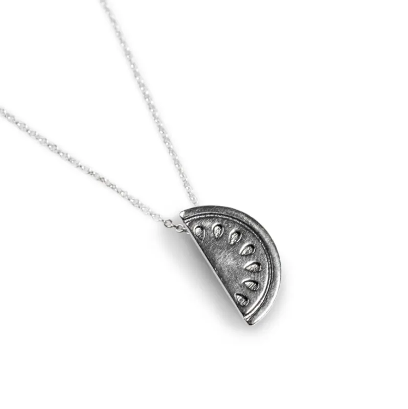 Watermelon Slice Necklace in Silver made by Henryka