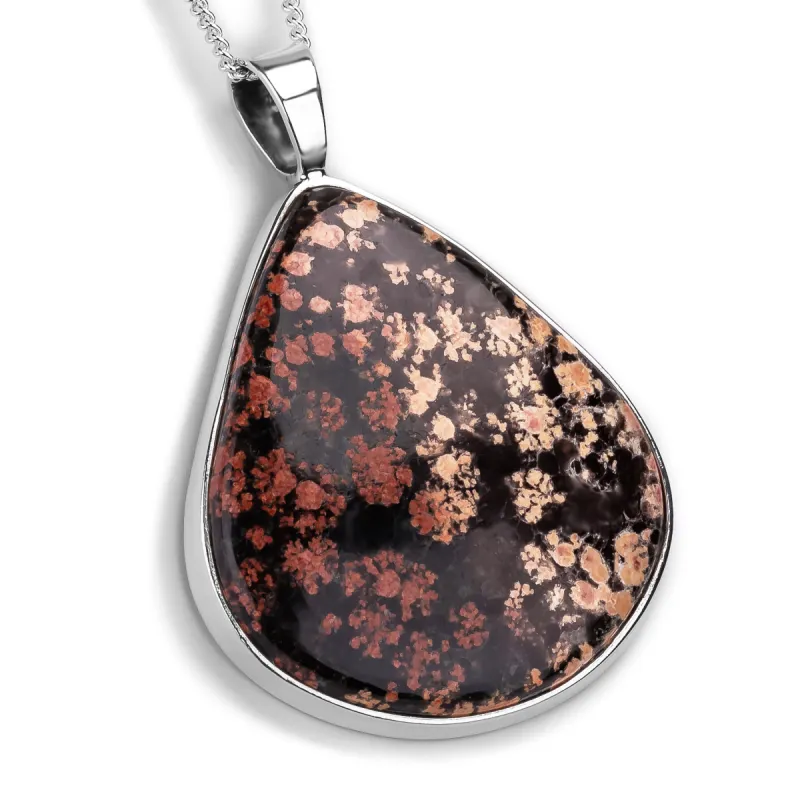 RARE Red Obsidian / Mexican Flower Obsidian Necklace - Natural Designer Gemstone sold by Henryka