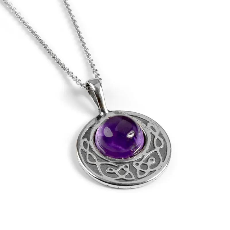 Celtic Circle Friendship Necklace in Silver and Amethyst sold by Henryka