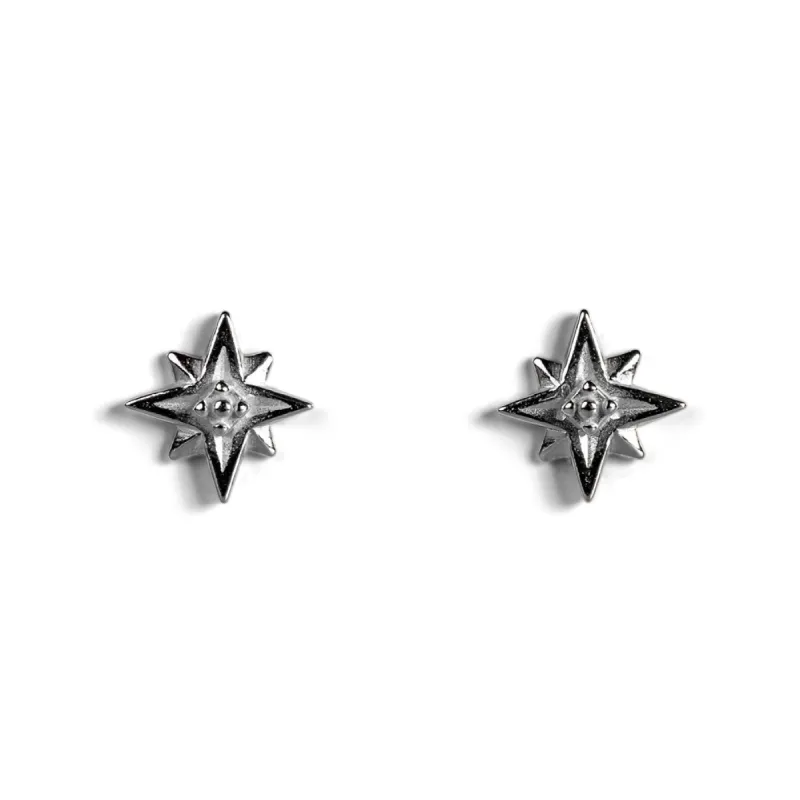 Star Burst Stud Earrings in Silver sold by Henryka