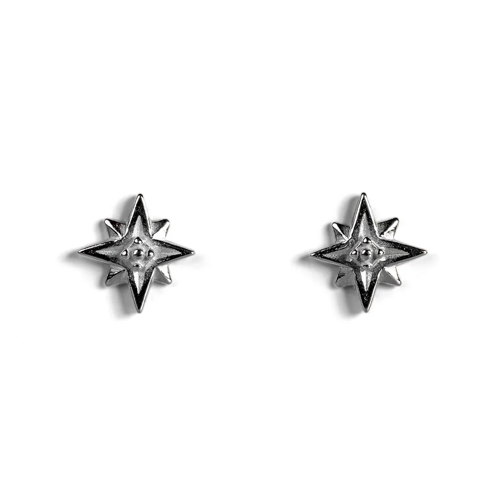 Star Burst Stud Earrings in Silver sold by Henryka
