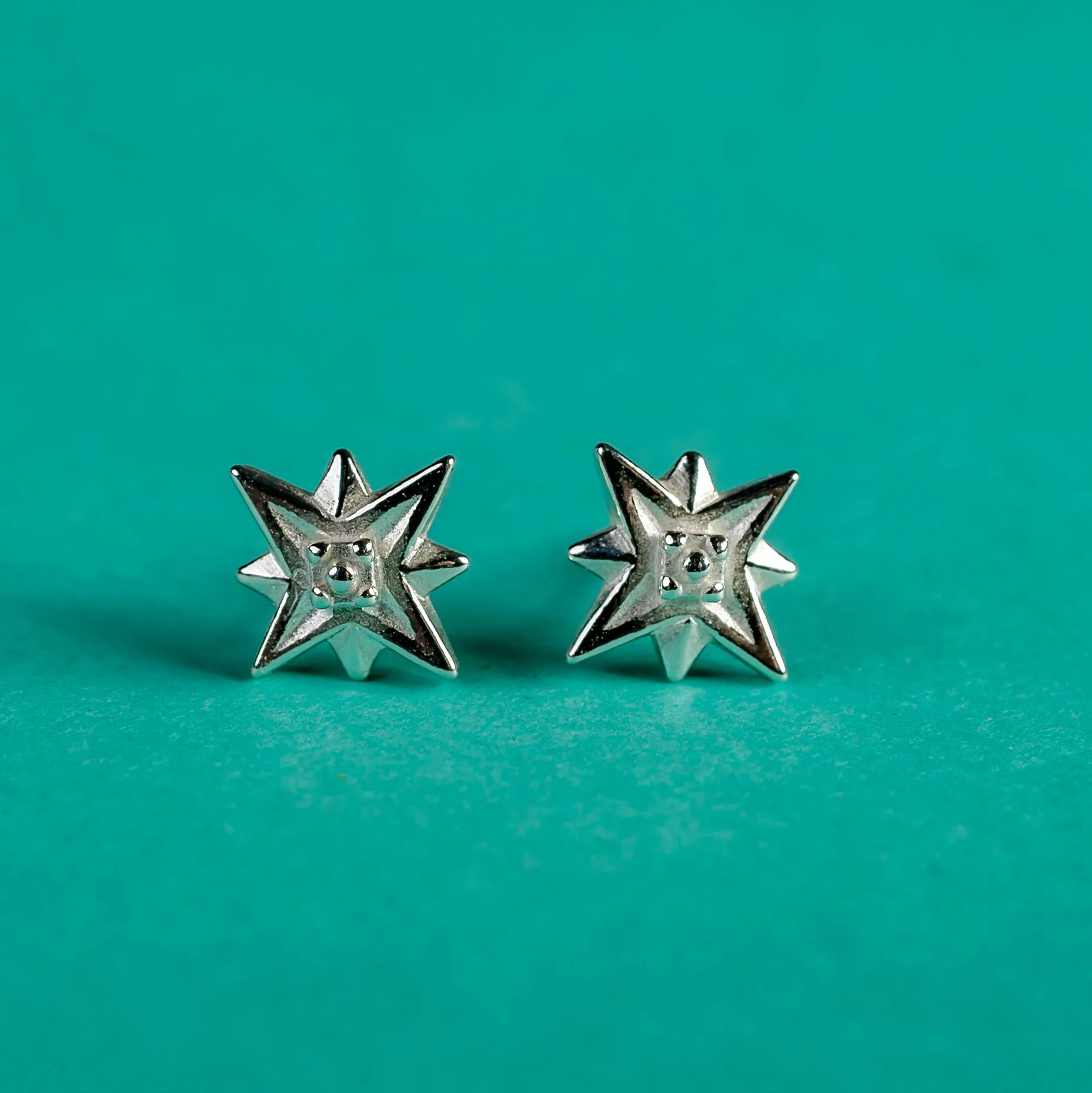 Star Burst Stud Earrings in Silver sold by Henryka product image thumbnail 4