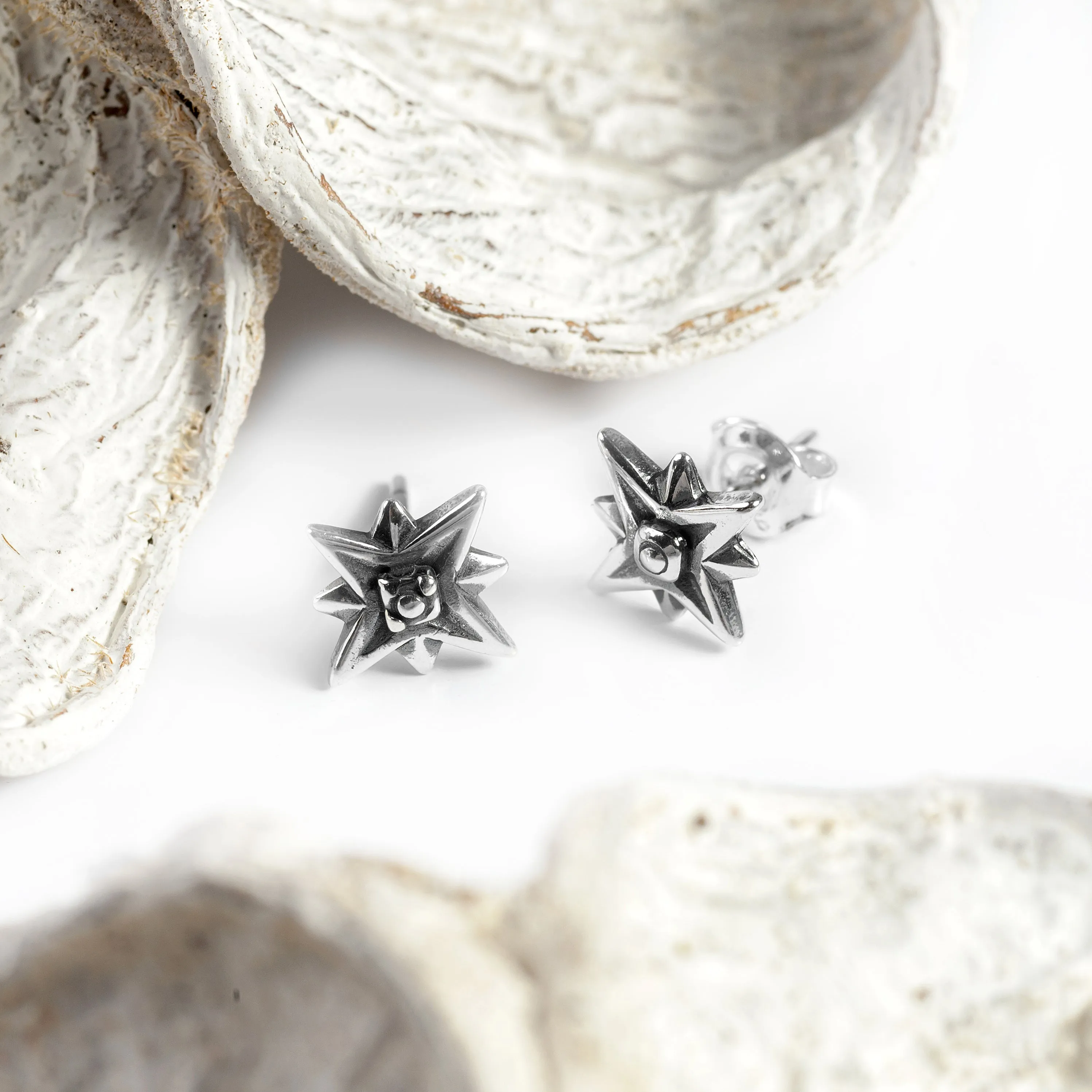 Star Burst Stud Earrings in Silver sold by Henryka product image thumbnail 5