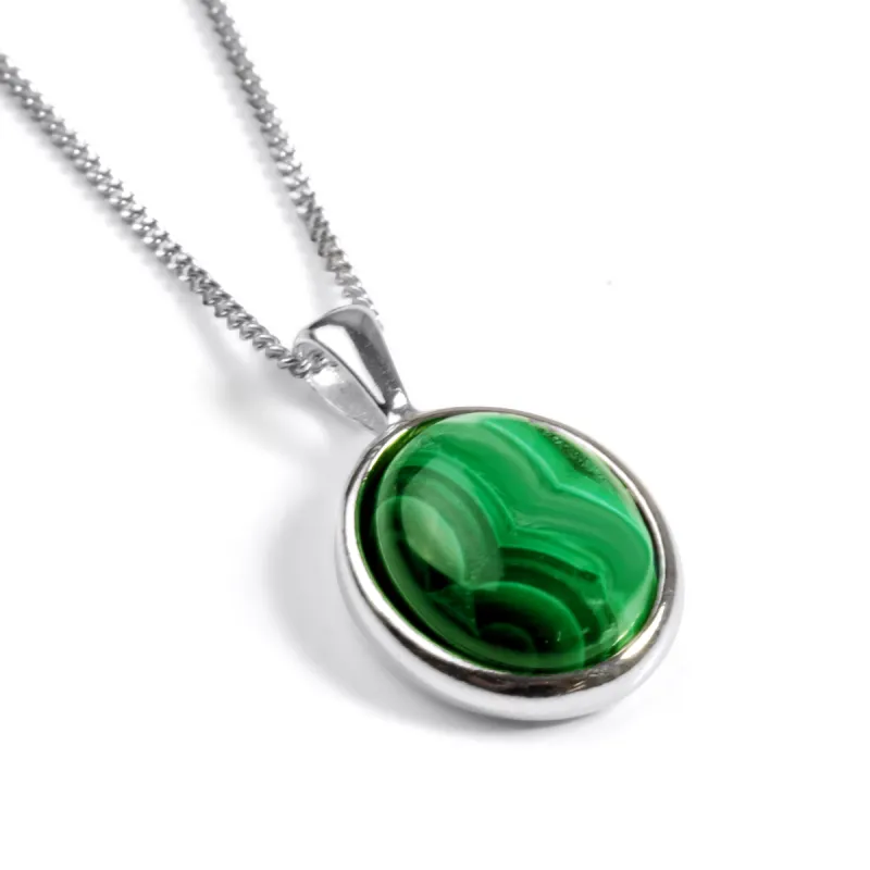 Classic Oval Necklace in Silver and Malachite sold by Henryka