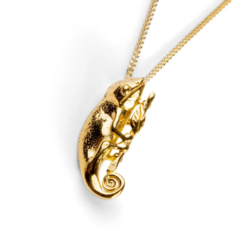 Climbing Chameleon Necklace in Silver with 24ct Gold sold by Henryka