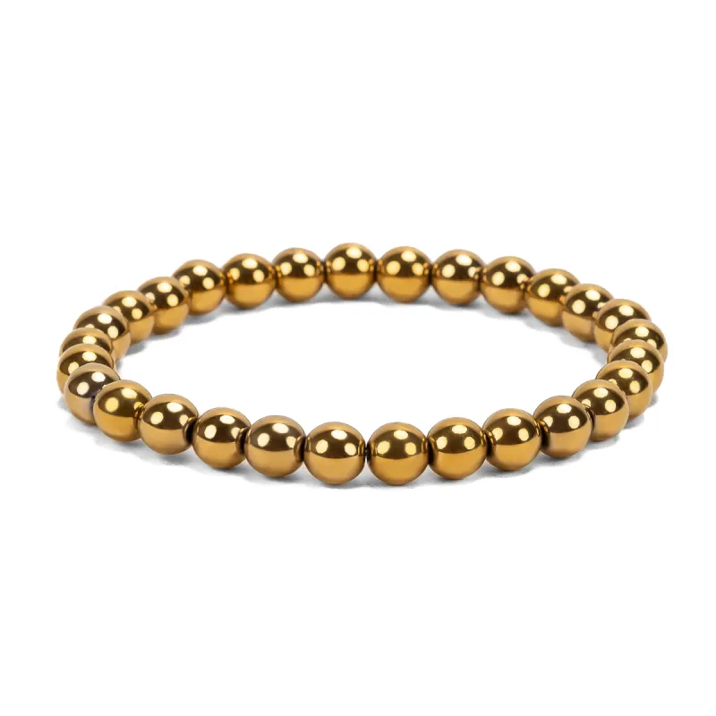 Stretch Bead Bracelet in Gold Hematite sold by Henryka