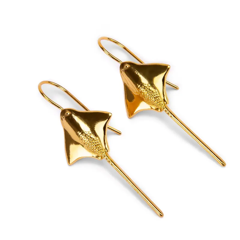 Stingray Hook Earrings in Silver with 24ct Gold sold by Henryka