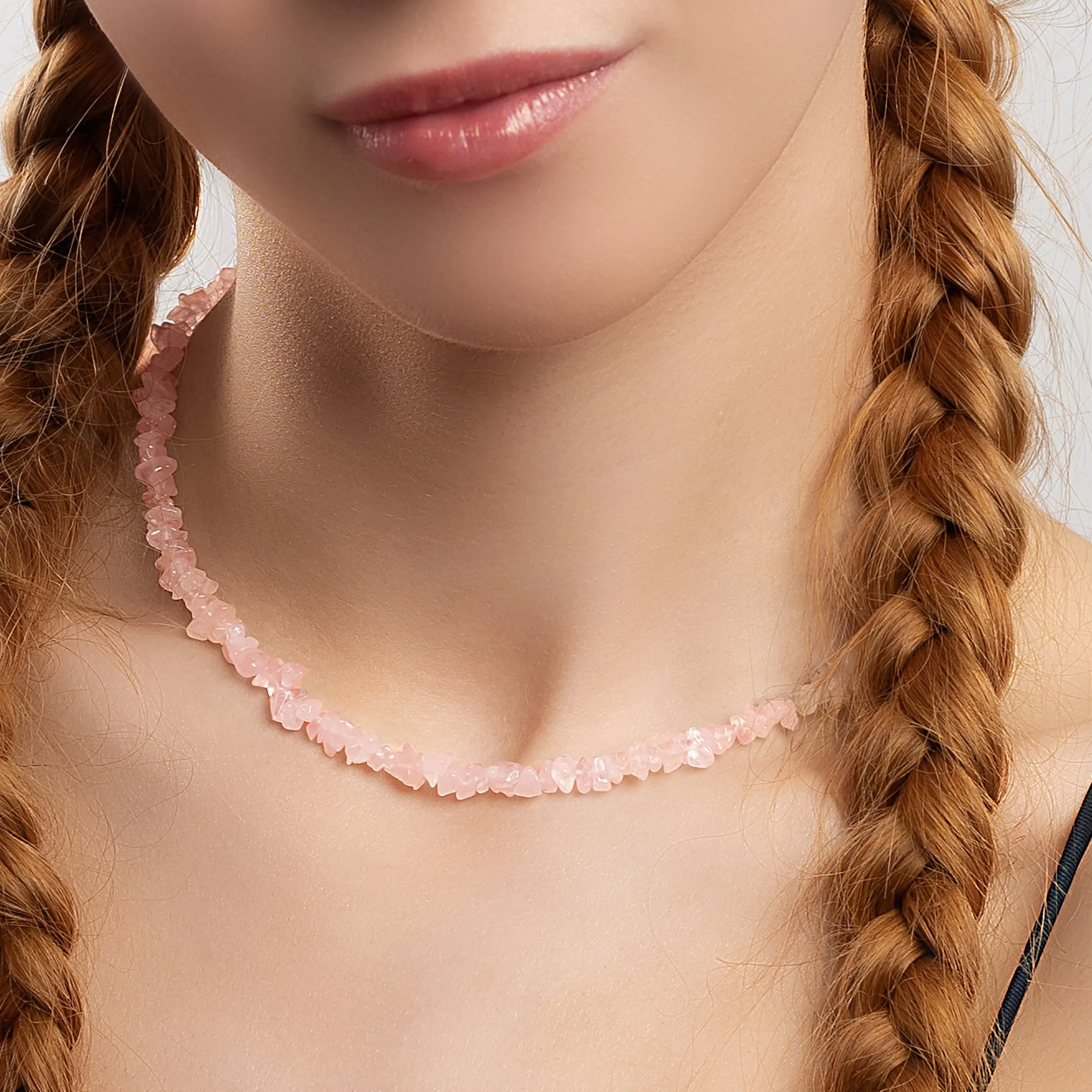 Mini Nugget Bead Necklace in Silver and Rose Quartz sold by Henryka product image thumbnail 2