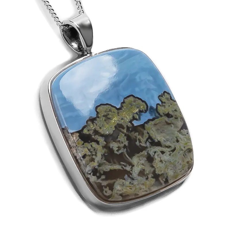 Scenic Blue Opal Necklace - Natural Designer Gemstone sold by Henryka