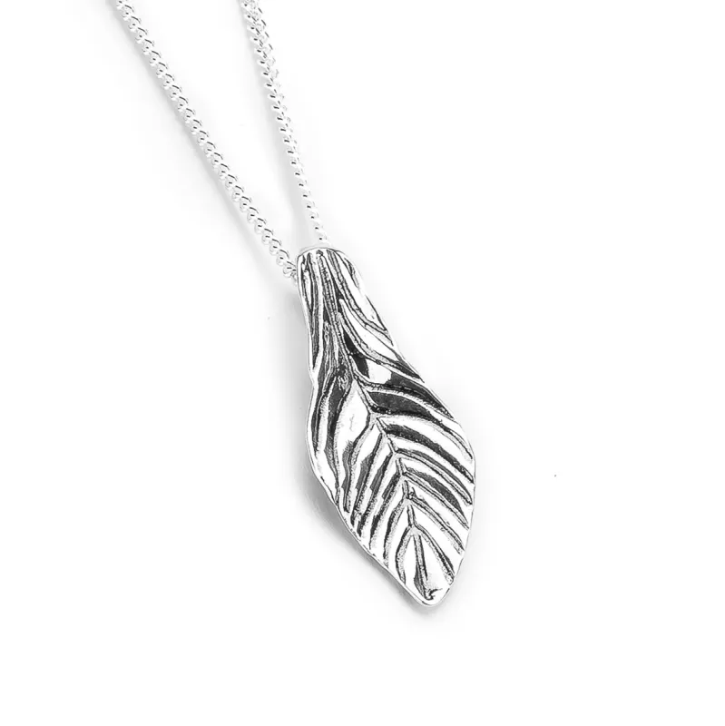 Carved Leaf Necklace in Silver sold by Henryka