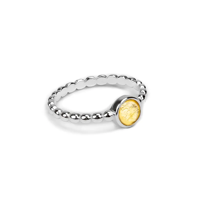 Round Charm Bead Ring in Silver and Citrine sold by Henryka