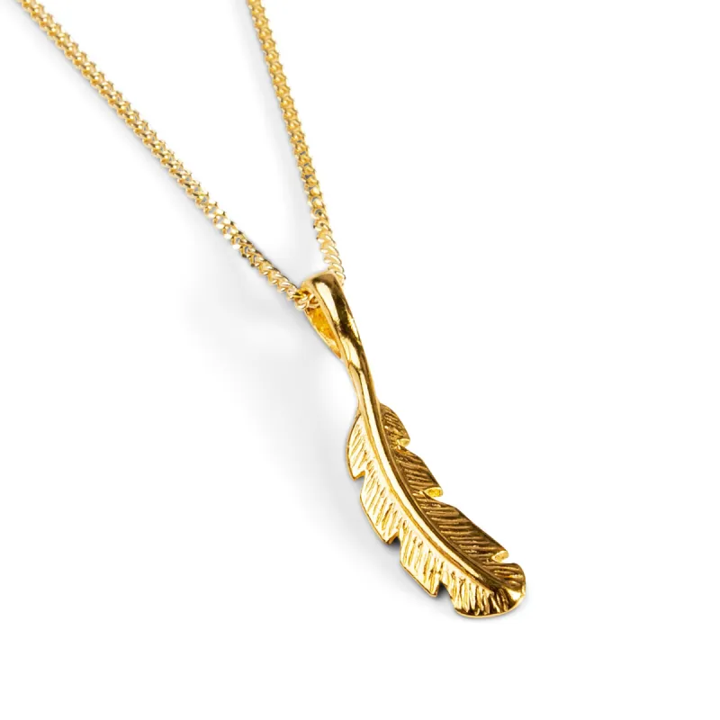 Miniature Bird Feather Necklace in Silver with 24ct Gold sold by Henryka