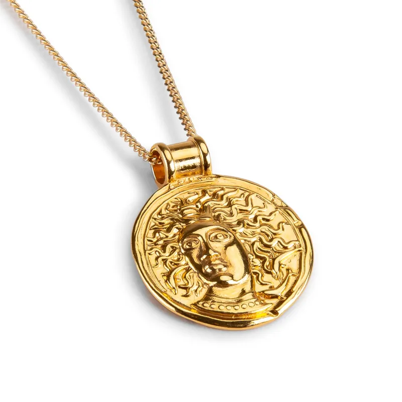 Large Ancient Greek Coin Necklace in Silver with 24ct Gold sold by Henryka