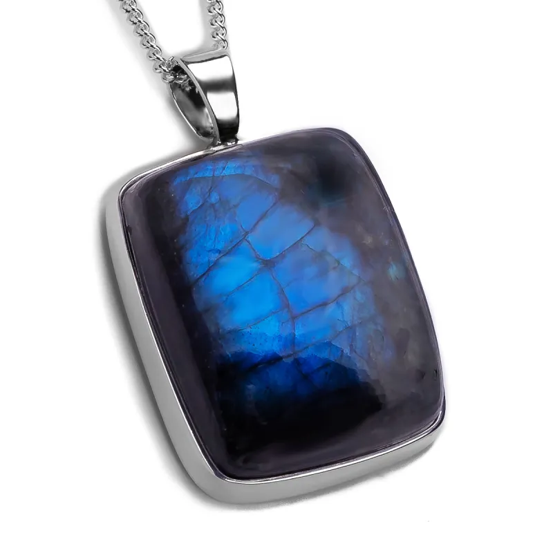 Fabulous Blue Flash Labradorite Necklace - Natural Designer Gemstone sold by Henryka