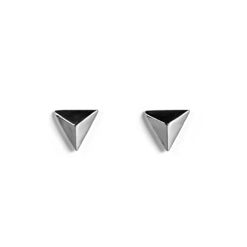 Silver Triangle Stud Earrings sold by Henryka