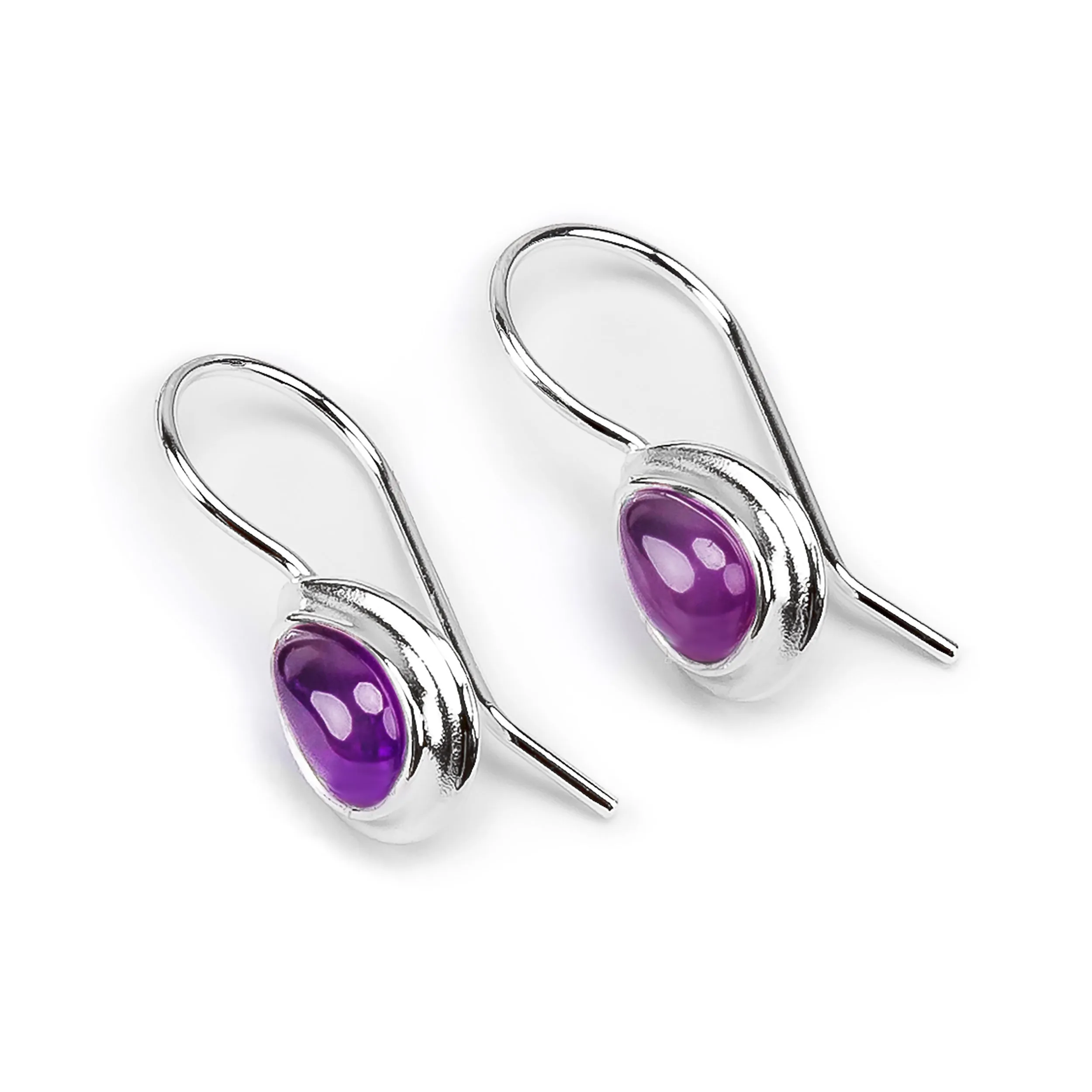 Classic Teardrop Hook Earrings in Silver and Amethyst sold by Henryka