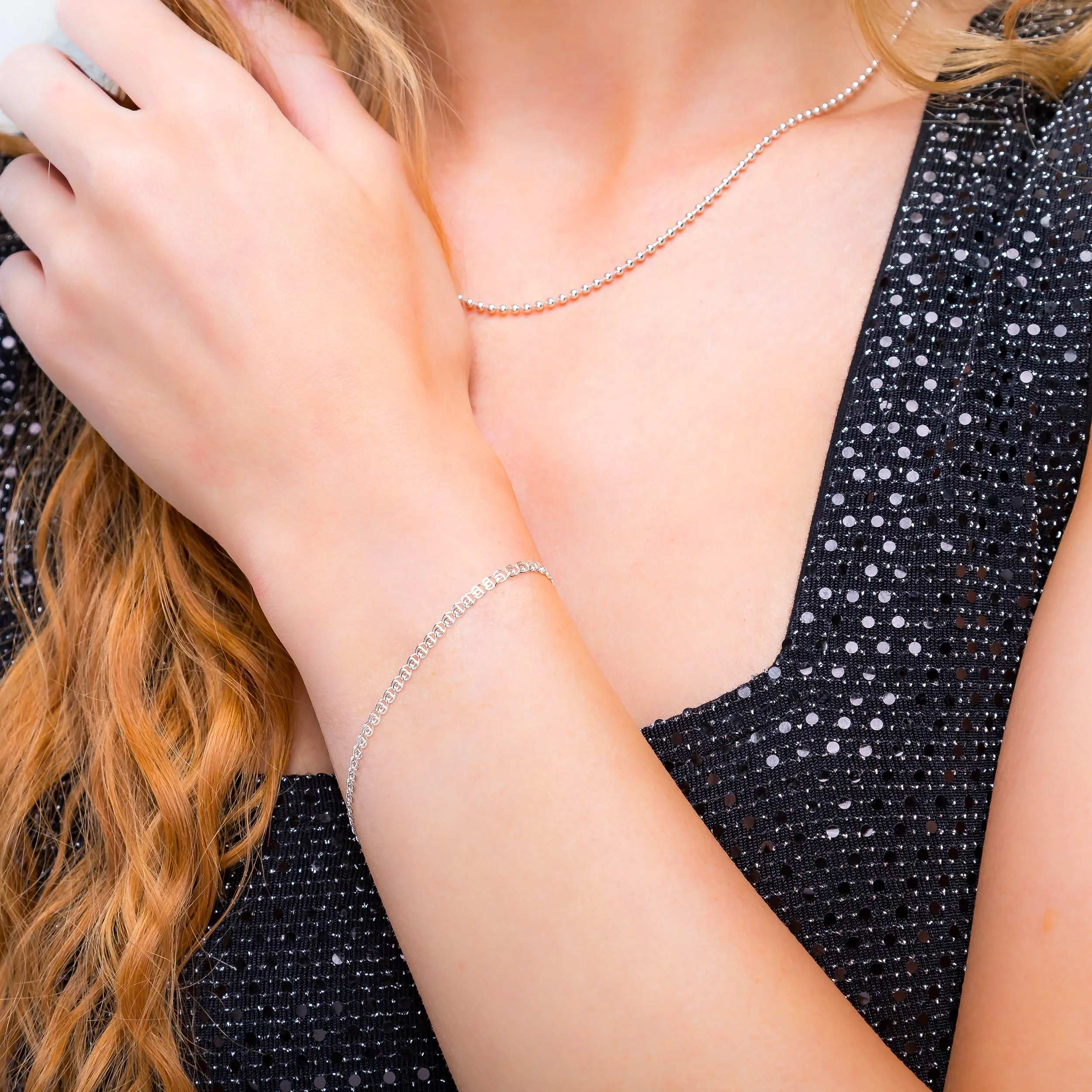 925 Sterling Silver Double Heart Link Bracelet sold by Henryka product image thumbnail 3