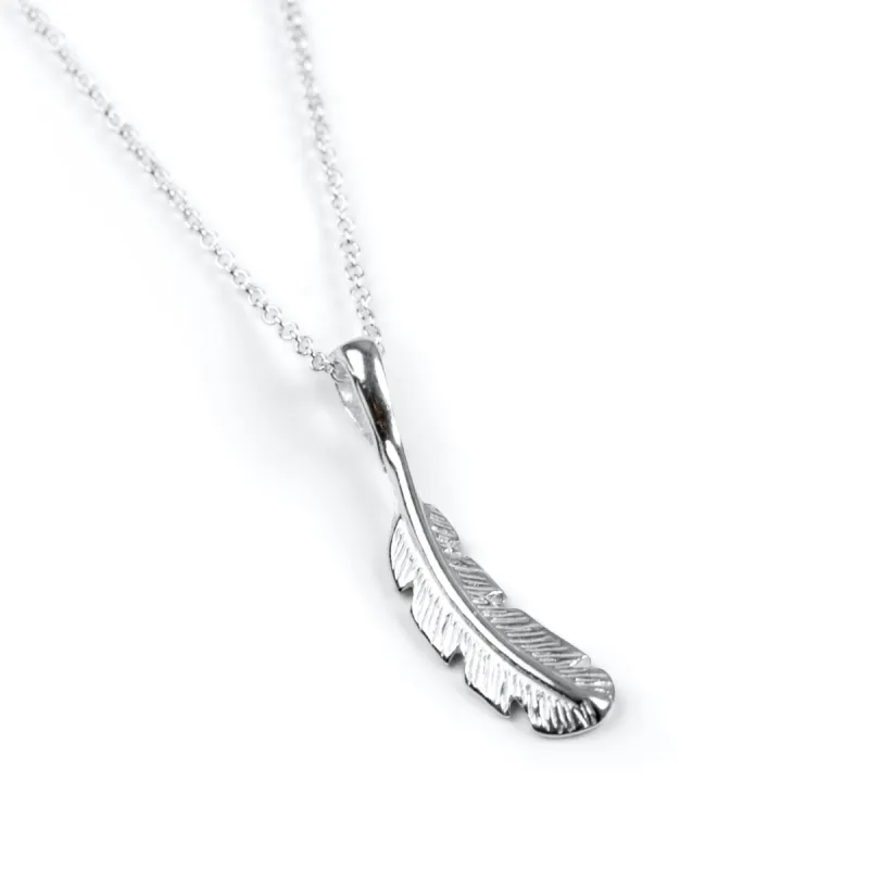 Miniature Bird Feather Necklace in Silver sold by Henryka