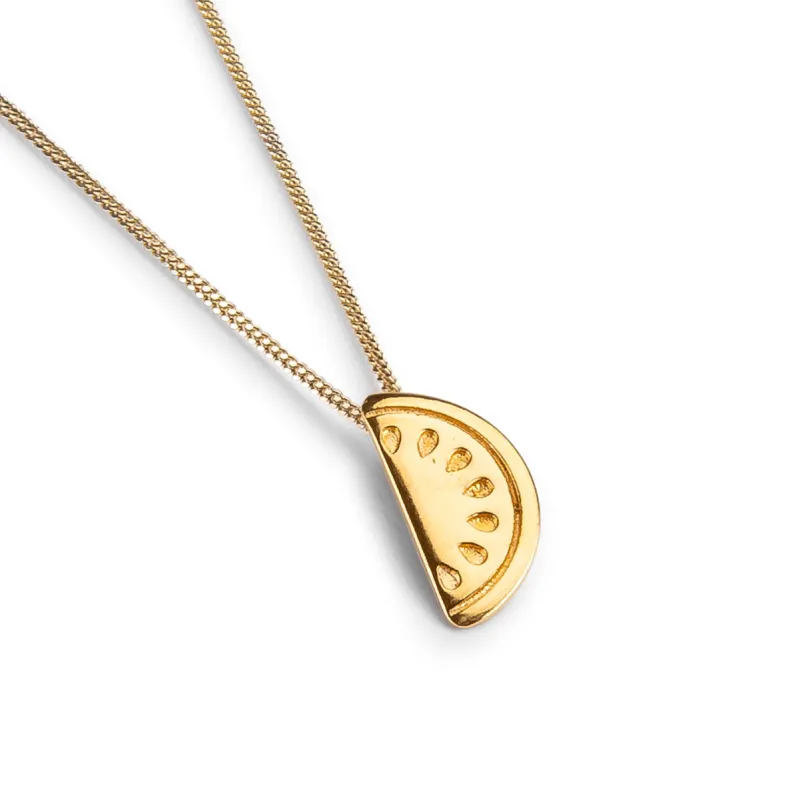 Watermelon Slice Necklace in Silver with 24ct Gold made by Henryka