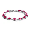 Classic Teardrop Link Bracelet in Silver and Ruby sold by Henryka
