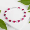 Classic Teardrop Link Bracelet in Silver and Ruby sold by Henryka