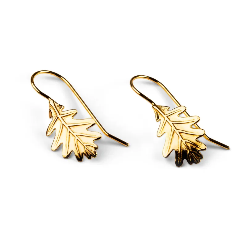 Oak Leaf Hook Earrings in Silver with 24ct Gold sold by Henryka