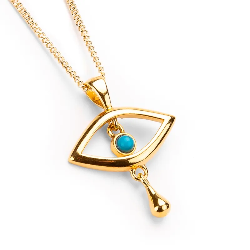 Evil Eye Necklace in Silver with 24ct Gold & Turquoise sold by Henryka