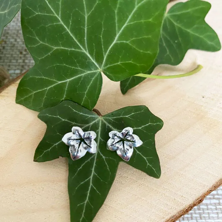 Ivy Leaf Stud Earrings in Silver sold by Henryka product image thumbnail 4