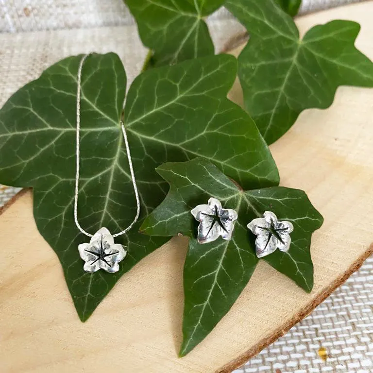 Ivy Leaf Stud Earrings in Silver sold by Henryka product image thumbnail 5
