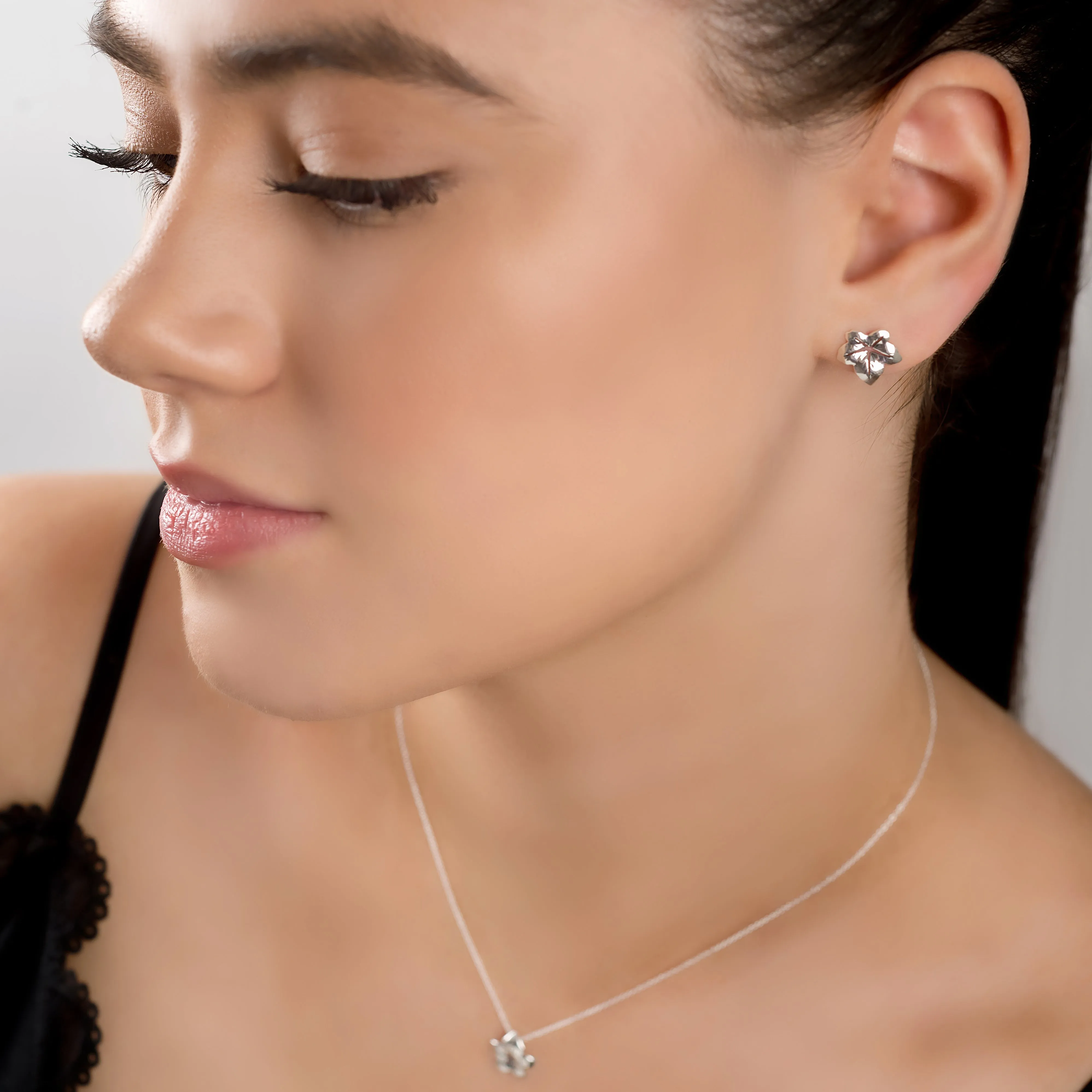 Ivy Leaf Stud Earrings in Silver sold by Henryka product image thumbnail 3